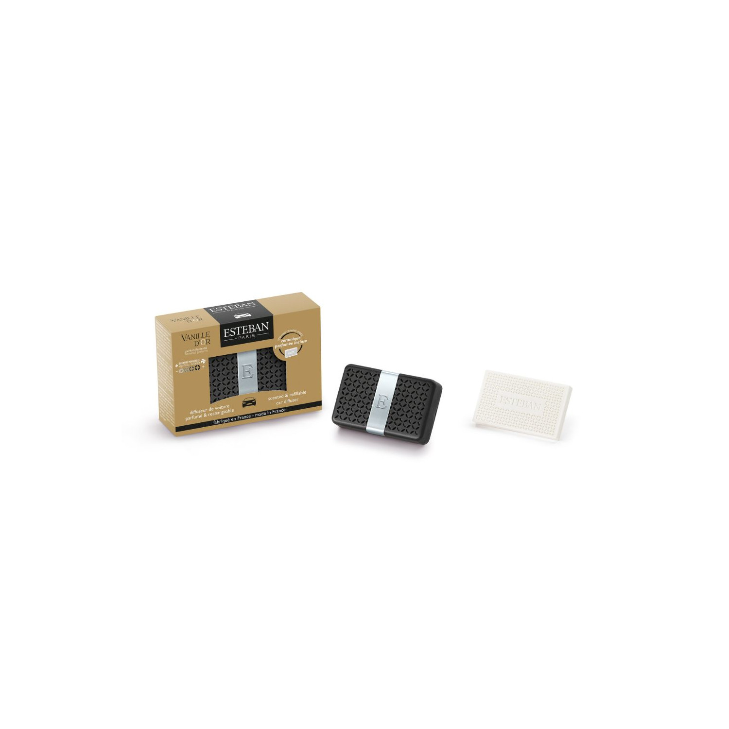 DIFFUSEUR DE VOITURE PARFUME ET RECHARGEABLE VANILLE D'OR