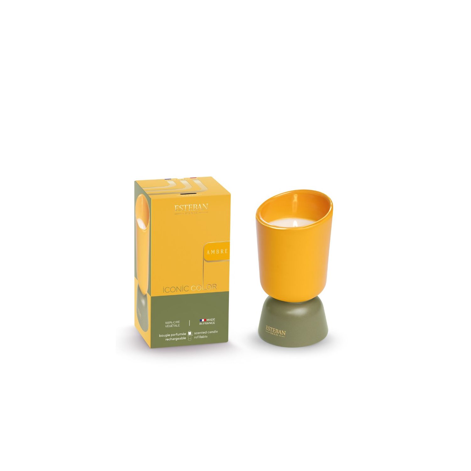 BOUGIE PARFUMEE ICONIC COLOR RECHARGEABLE 220G AMBRE