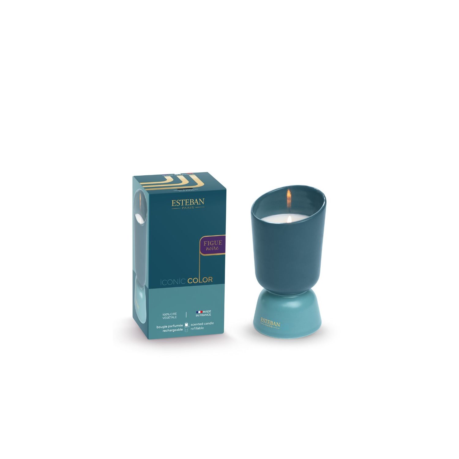 BOUGIE PARFUMEE ICONIC COLOR RECHARGEABLE 220G FIGUE NOIRE