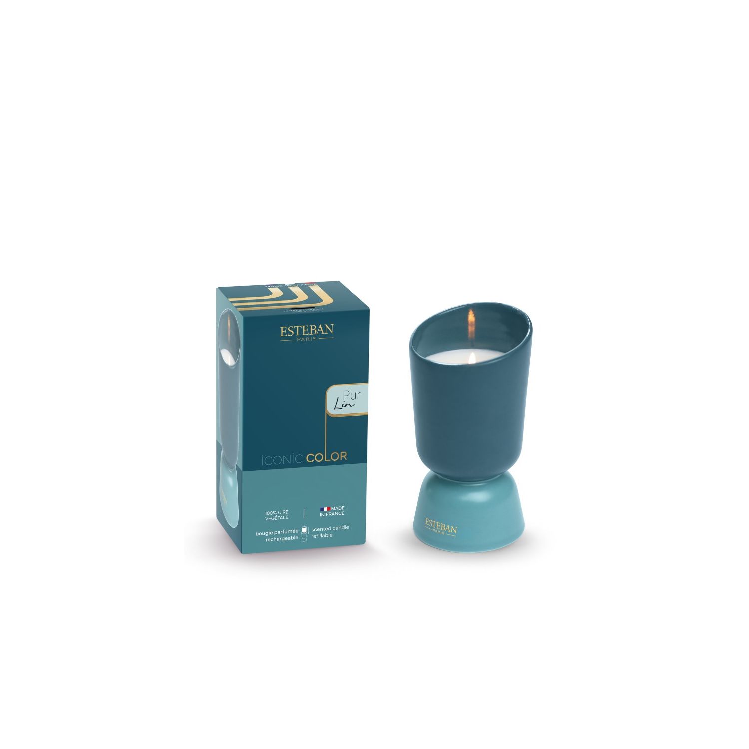BOUGIE PARFUMEE ICONIC COLOR RECHARGEABLE 220G PUR LIN