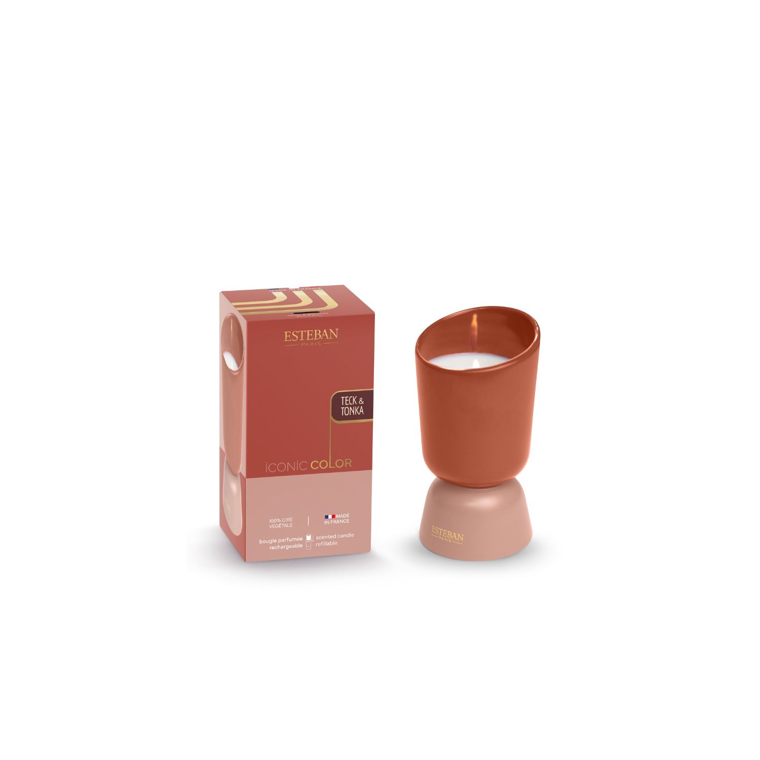 BOUGIE PARFUMEE ICONIC COLOR RECHARGEABLE 220G TECK & TONKA