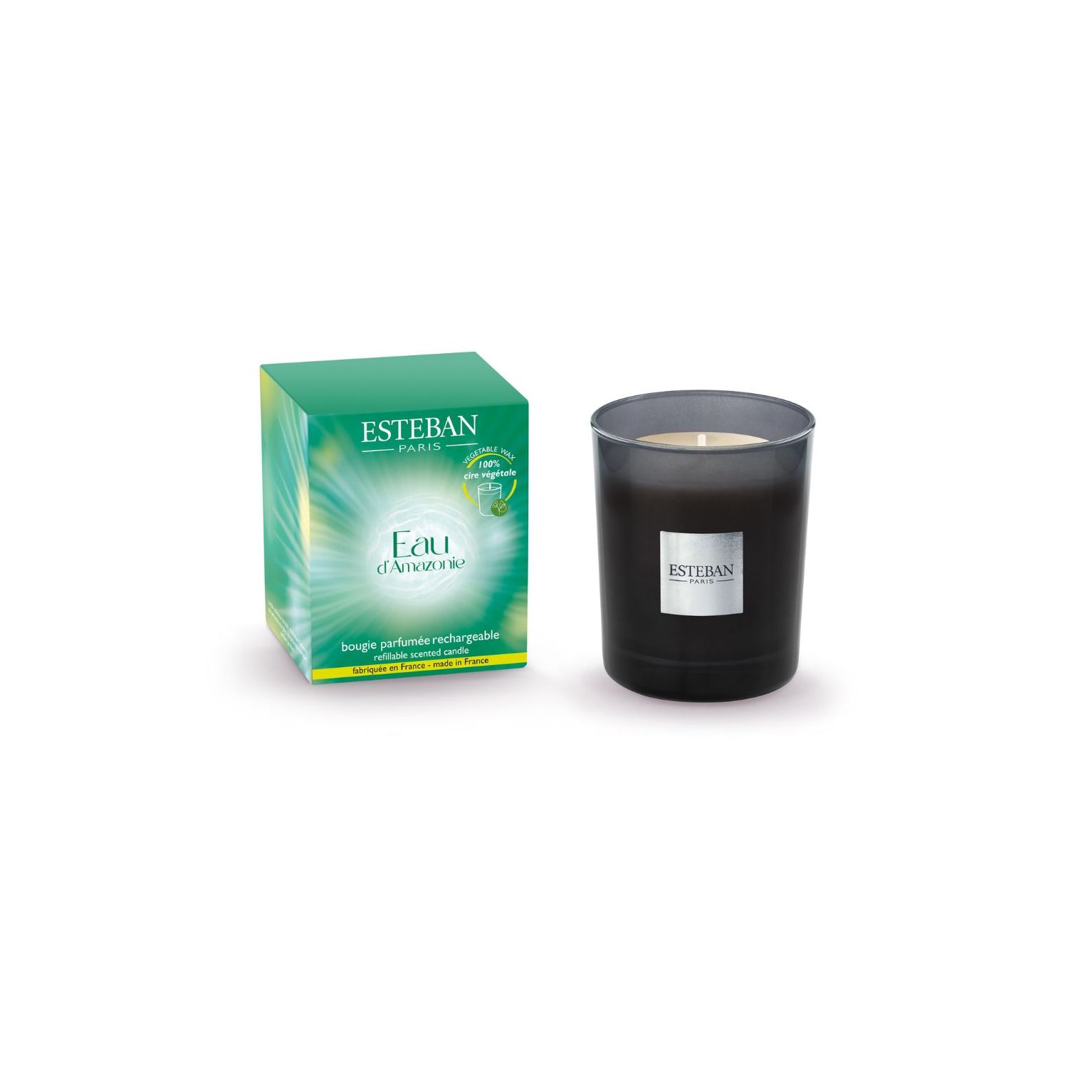 BOUGIE PARFUMEE INITIALE RECHARGEABLE 180G EAU D'AMAZONIE