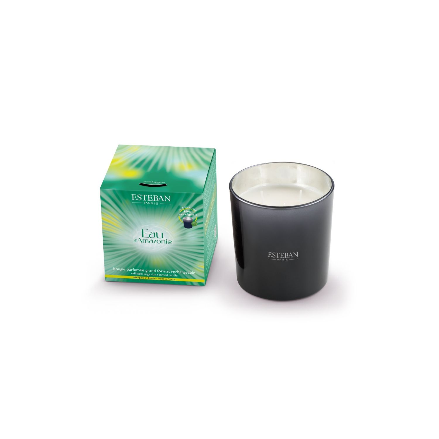 BOUGIE PARFUMEE GRAND FORMAT RECHARGEABLE 450G EAU D'AMAZONIE