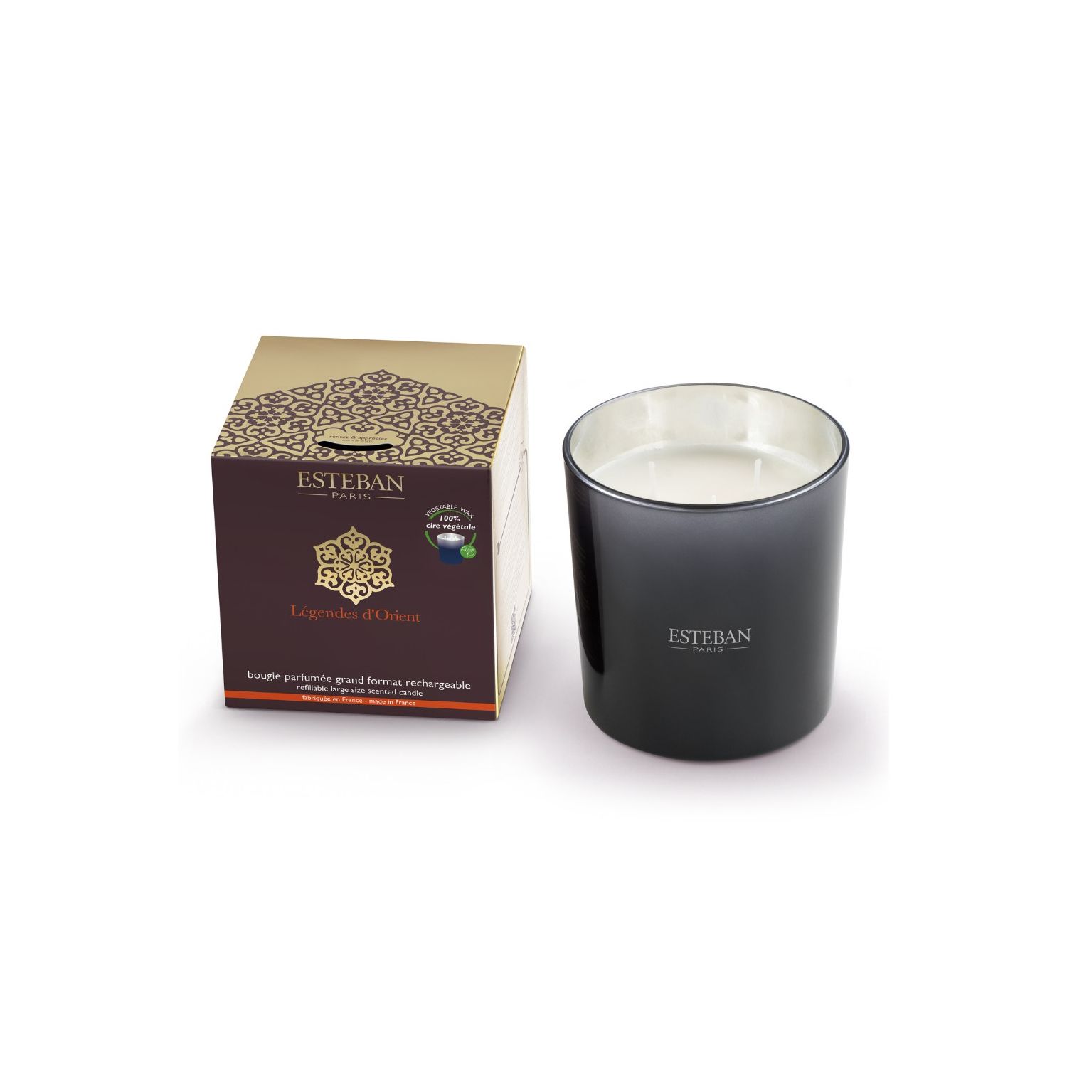 BOUGIE PARFUMEE GRAND FORMAT RECHARGEABLE 450G LEGEND D'ORIENT
