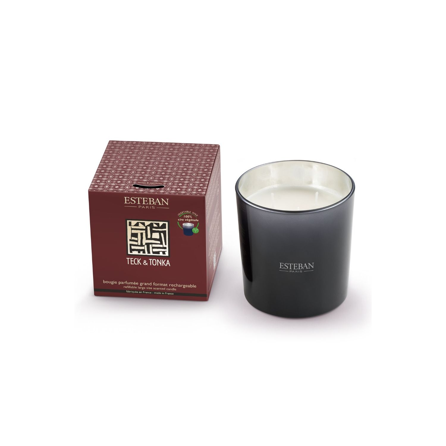 BOUGIE PARFUMEE GRAND FORMAT RECHARGEABLE 450G TECK & TONKA