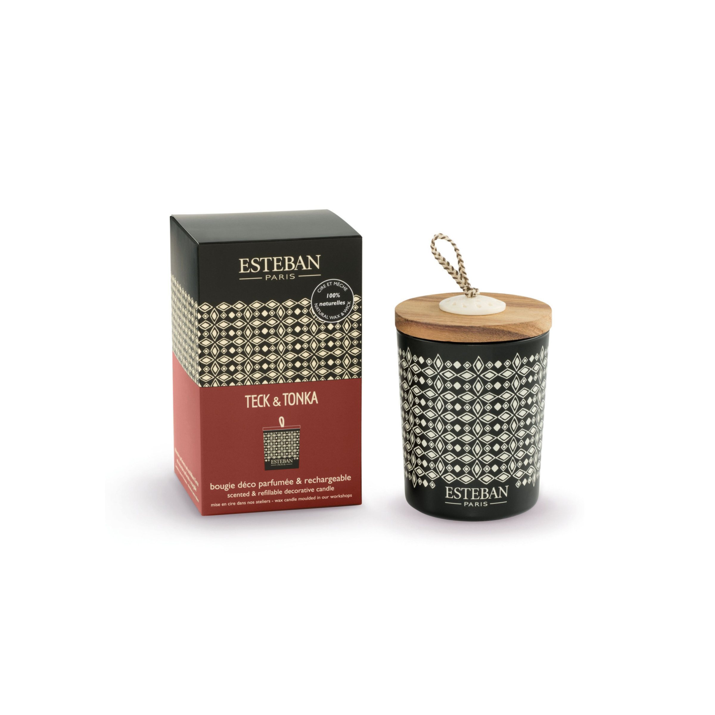 BOUGIE DECO PARFUMEE RECHARGEABLE TECK & TONKA