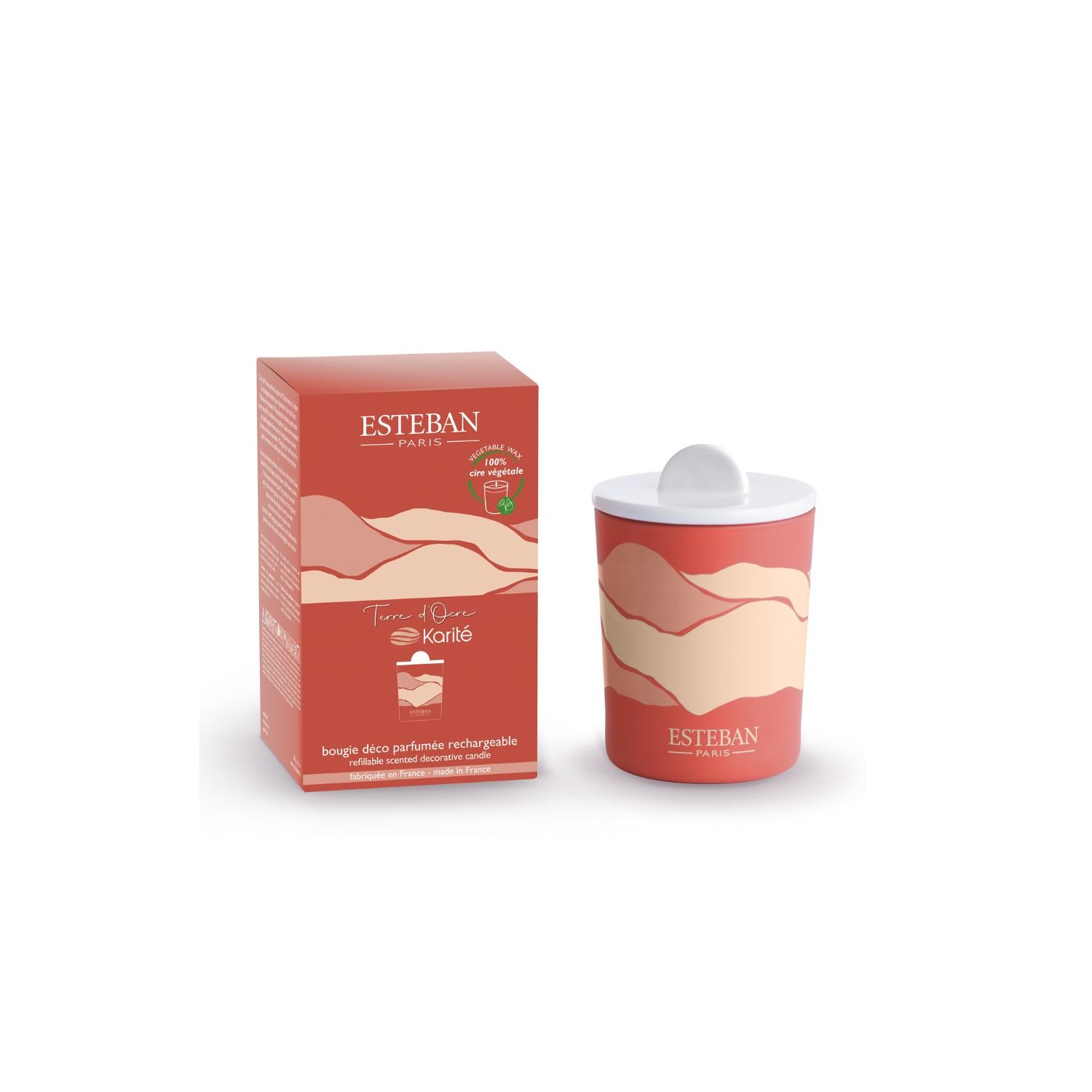 BOUGIE PARFUMEE DECORATIVE RECHARGEABLE 180G TERRE D'OCRE KARITE