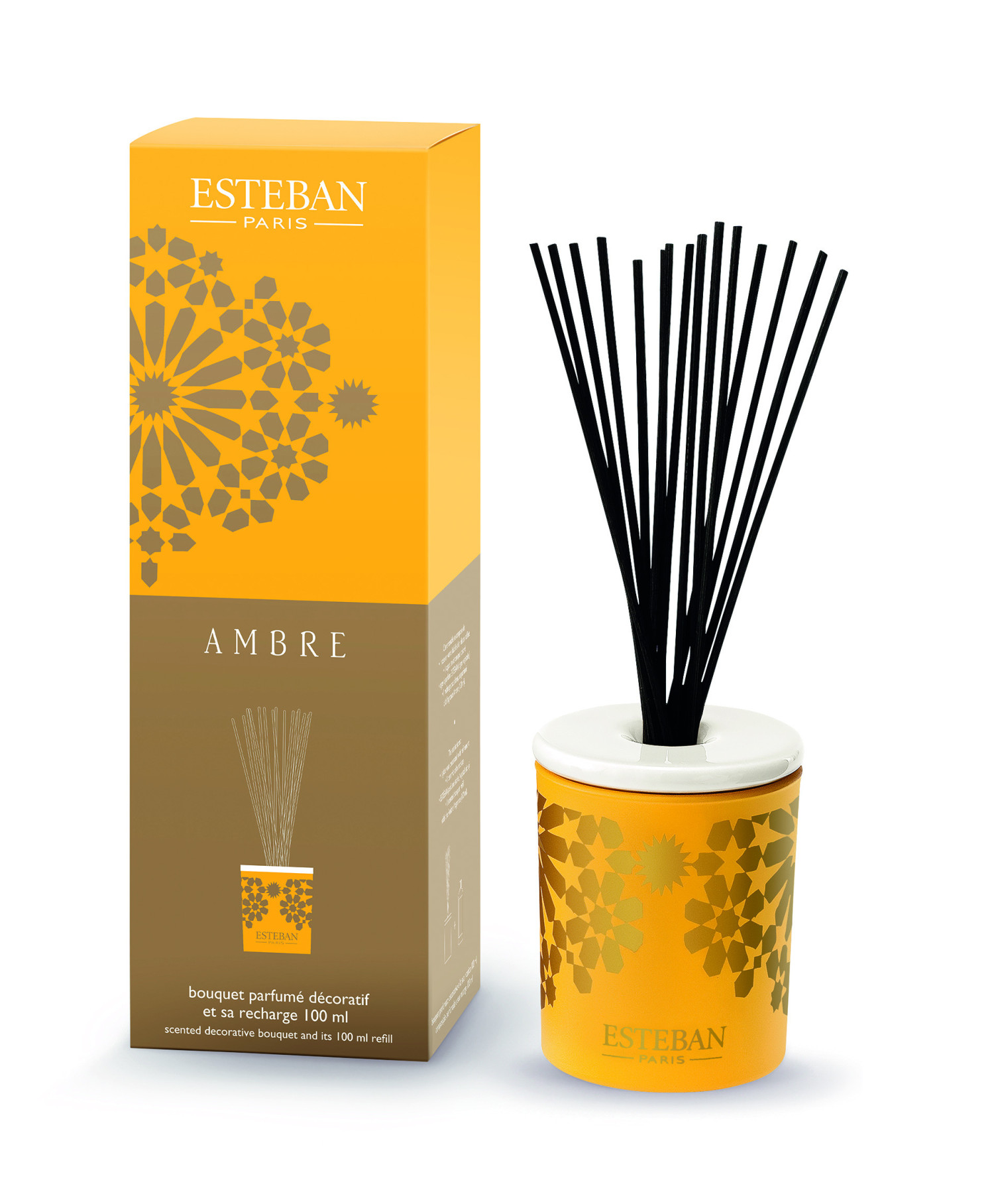 BOUQUET PARFUME DECORATIF ET SA RECHARGE AMBRE