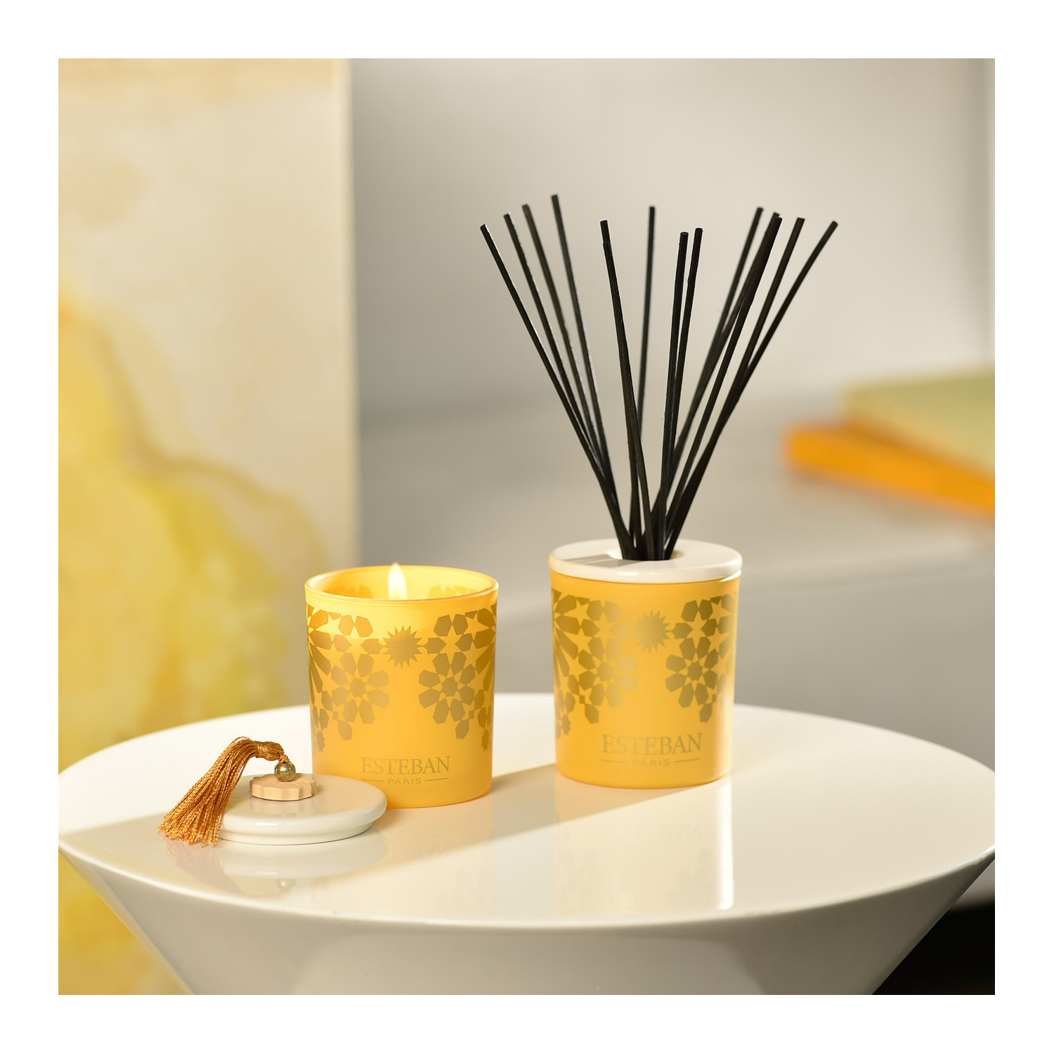 BOUQUET PARFUME DECORATIF ET SA RECHARGE AMBRE 3