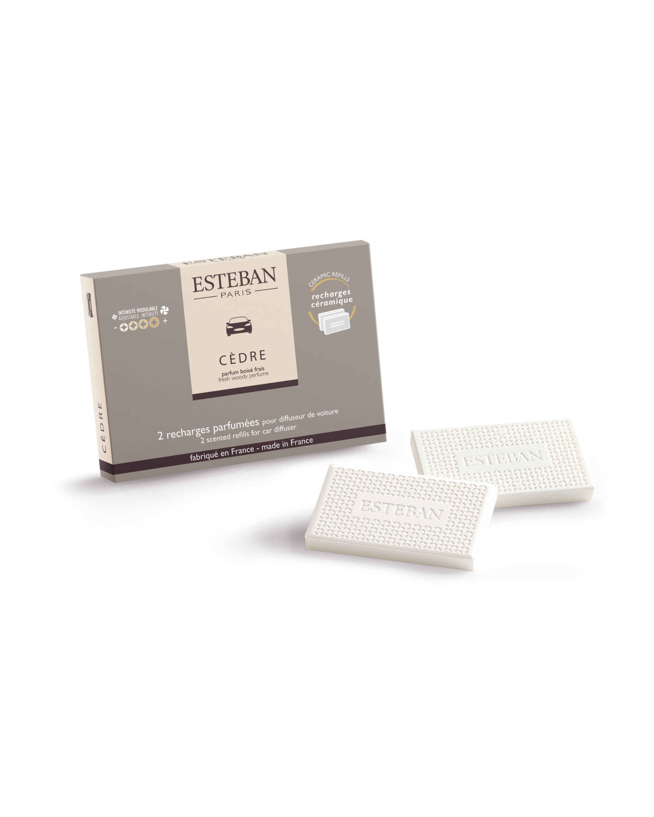 Recharge Cèdre pour diffuseur de voiture & Pochette à parfum