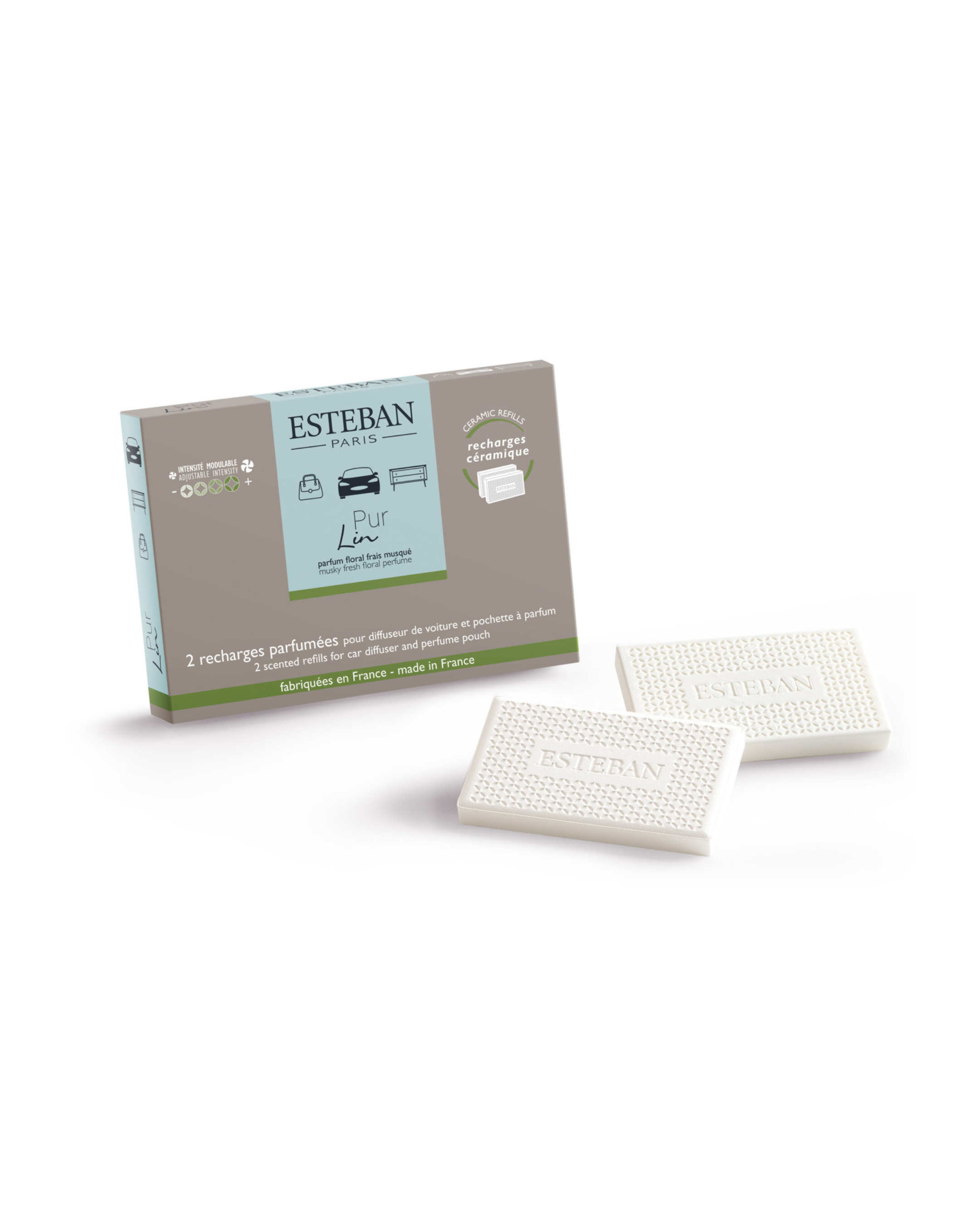 Recharge Pur Lin pour diffuseur de voiture & Pochette à parfum